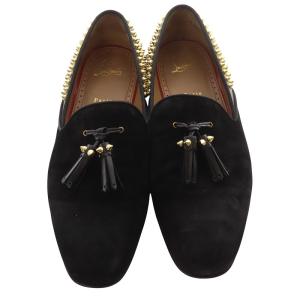 Christian Louboutin スタッズ装飾 タッセルローファー スエード 44 ブラック