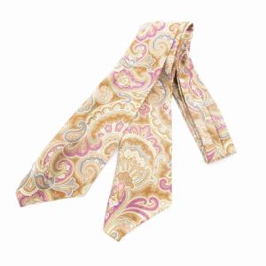美品 アスコットタイ ペイズリー柄 シルク ベージュ /AE SH