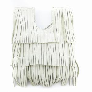 美品 ポシェット ショルダーバッグ フリンジ レザー 白 ホワイト /AE SH