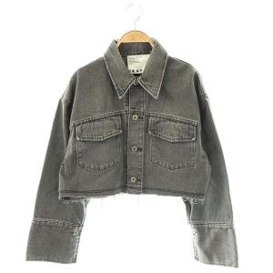 24SS ショートデニムジャケット Gジャン カットオフ ダメージ加工 0 グレー /DO OS
