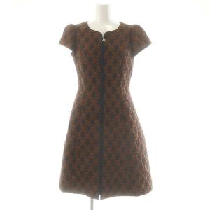 コーヒーカップ柄 ジャガードワンピース 38 茶 黒 /MI OS