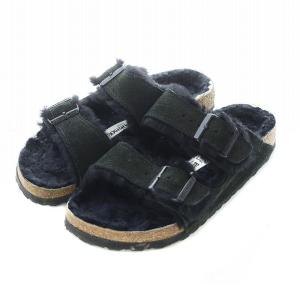 Arizona Shearling サンダル スエード ボア レザー 35 22.5cm 黒 ブラック