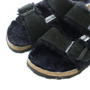 BIRKENSTOCK Arizona Shearling サンダル スエード ボア レザー 35 22.5cm 黒 ブラック