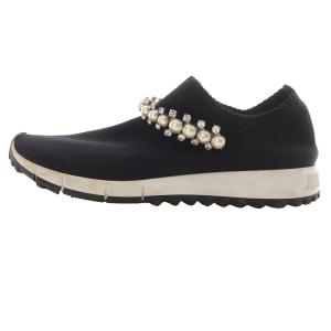 クリスタル付ニットスニーカー 22cm 黒 ブラック 白 ホワイト /SR7