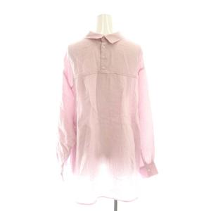 Stola. 25SS バック釦シアーシャツストライプ 長袖 スタンドカラー 36 ピンク /AT OS