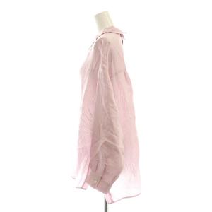 Stola. 25SS バック釦シアーシャツストライプ 長袖 スタンドカラー 36 ピンク /AT OS