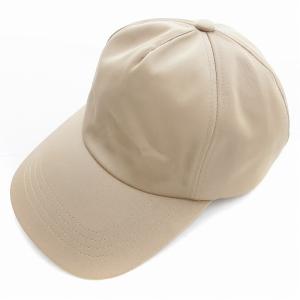美品 キャップ 帽子 サテン ベージュ /AE