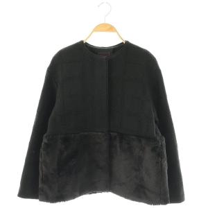 23AW モールチェック フェイクファージャケット ノーカラージャケット 36 ブラック /ES OS