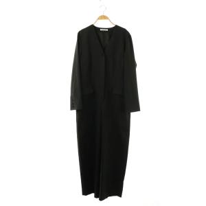 ツイル Vネック オールインワン M 黒 ブラック /SS OS