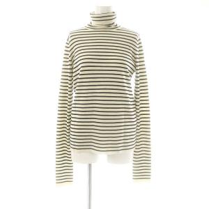 ボーダータートルネックニット カットソー ウール アイボリー ブラック /DO OS