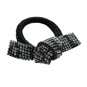 ビジューラインストーンヘアゴム 髪留め ヘアアクセサリー 黒 ブラック /AQ OS