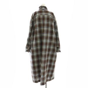 45rpm インドネルのタックフリルドレス ワンピース ブラウン オフホワイト ブルー