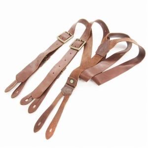 サスペンダー ベルト ロゴ レザー 茶 ブラウン /JS SH