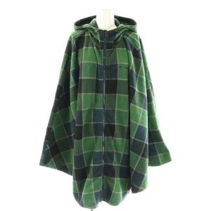 チェック柄フリースポンチョジャケット フード ジップアップ L マルチカラー PU1415 /DO OS
