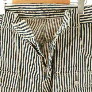 45rpm ストライプ ヒッコリー デニムパンツ 青 ベージュ /MI OS