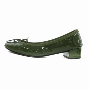 Repetto Camille Ballerinas エナメルパンプス ヒール リボン 38 1/2 24.5cm 緑