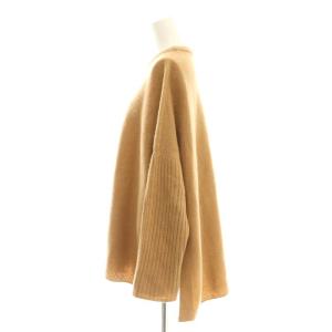 IENA ウールカシミヤ脇スリットクルーネックプルオーバー ニット 長袖 キャメル /HK OS