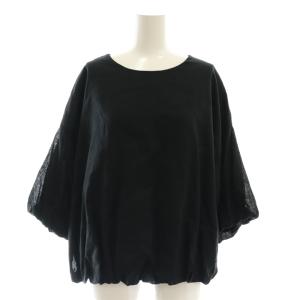 23SS リネンコットン コクーンブラウス 七分袖 F ブラック /HK OS