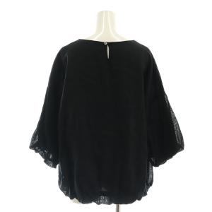 BEARDSLEY 23SS リネンコットン コクーンブラウス 七分袖 F ブラック /HK OS
