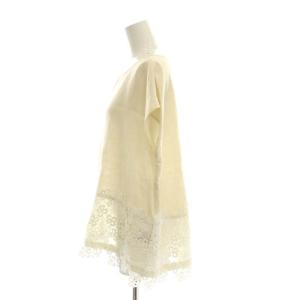 BEARDSLEY 23SS 前結びリネンチュニックブラウス レース フレンチスリーブ F アイボリー /HK OS