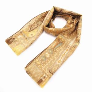 ストール ペイズリー柄 フリンジ シルク混 ベージュ /JS