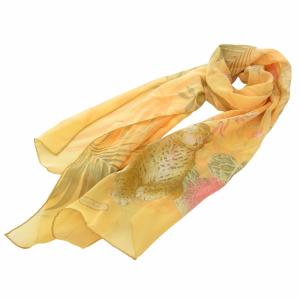 シルクストール アニマル柄 花柄 絹 黄 イエロー /FF