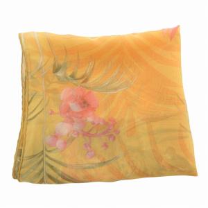 Salvatore Ferragamo シルクストール アニマル柄 花柄 絹 黄 イエロー /FF