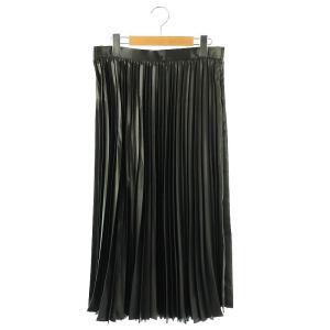 vingt-trois 23AW 【洗える】レザーライク プリーツスカート ロング サテン 44 ブラック