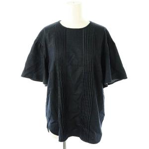 vingt-trois 23SS デニムライクシャンブレー ピンタック ブラウス 半袖 40 ネイビー