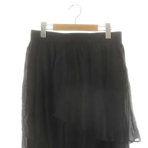 23区 vingt-trois 24SS 【洗える】シアーツイルティアードスカート ロング フレア 44 ブラック