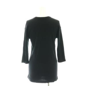 Deuxieme Classe リブ クルーネックTシャツ コットン 7分袖 黒 ブラック /SS OS