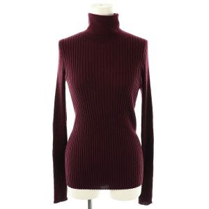 WIDE Rib Knit ニット セーター 長袖 リブ タートルネック ウール ボルドー /NR OS