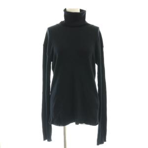 jersey タートルネック リブニット セーター 黒 ブラック /SS OS