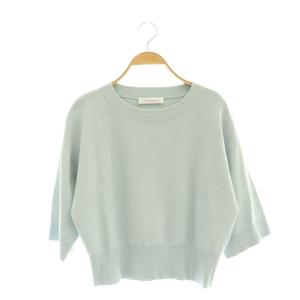 25SS ハーフスリーブワイドニットプルオーバー セーター 七分袖 36 ミントグリーン /AT OS
