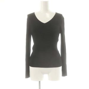 24AW Vネックリブニットプルオーバー カットソー 長袖 36 ブラック /DO OS