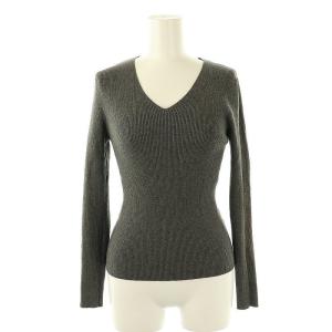 24AW Vネックリブニットプルオーバー 長袖 36 グレー /HK OS