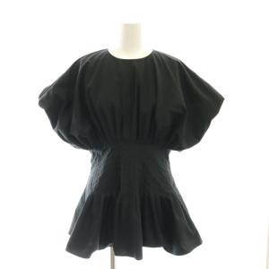 24SS タイプライターウエストタックデザインブラウス 半袖 S 黒 ブラック /AT OS