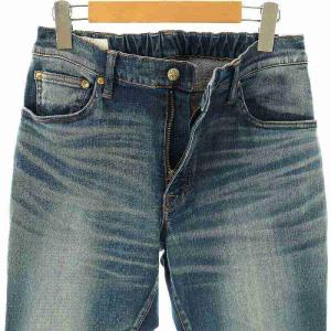 SURT FLARE HEM デニムパンツ ジーンズ ジッパーフライ ダメージ加工 カットオフ S インディゴブルー