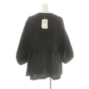 UNITED ARROWS エアリージャカード ペプラム 9SL ブラウス 長袖 38 黒 ブラック /AT OS