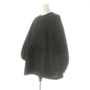 UNITED ARROWS エアリージャカード ペプラム 9SL ブラウス 長袖 38 黒 ブラック /AT OS