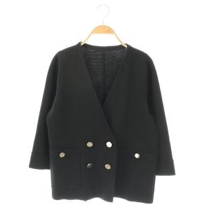 23SS ミラノリブダブルジャケット ノーカラージャケット ニット 36 ブラック /ES OS