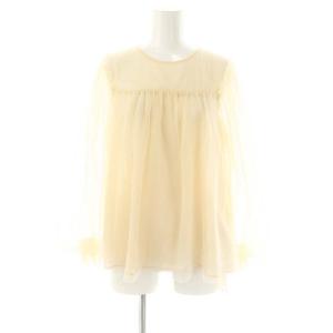 23AW プリーツチュールトップ ブラウス 長袖 36 アイボリー 0323342218 /AT OS