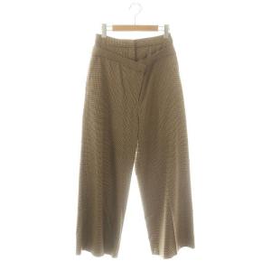 23AW レイヤードワイドパンツ ストレート グレンチェック 36 ブラウン /SS OS
