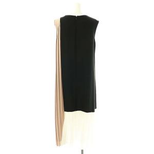 Grace Class カラーブロックプリーツワンピース ロング ノースリーブ 38 ベージュ 黒 白 /ES OS