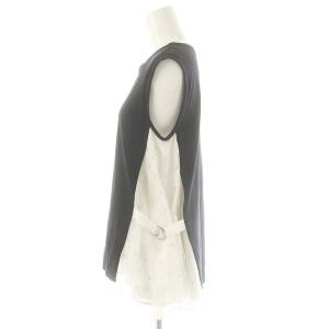 MUVEIL WORK サイドチュールノースリーブTシャツ カットソー 38 ネイビー /SS OS