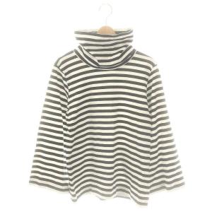 タートルネックボーダートップス Tシャツ カットソー M 白 ホワイト 黒 ブラック /SS OS
