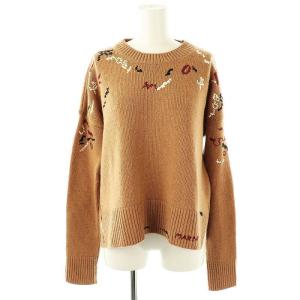ウールニットセーター 刺繍 38 ブラウンベージュ マルチカラー GCMD0383Q0 /DO OS