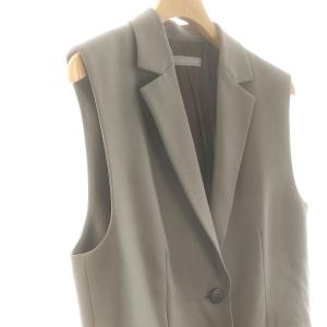 theory luxe 22AW NEW SAXONY OLIN ロングジレ ベスト 38 グレージュ /SS OS