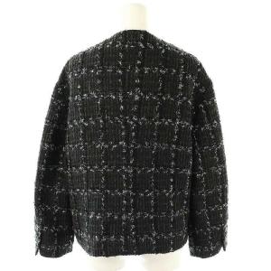 theory luxe 23AW MISTY TWEED NICOLE ジャケット ノーカラー ツイード 総裏地 38 ブラック