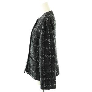 theory luxe 23AW MISTY TWEED NICOLE ジャケット ノーカラー ツイード 総裏地 38 ブラック